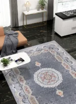 فرش 1200شانه هالیدی 12726 نقره ای فرش بزرگمهر کاشان